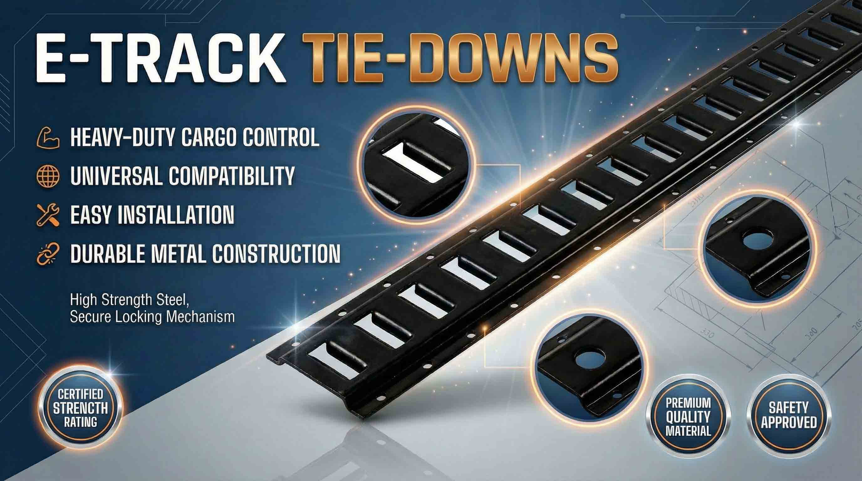 Steel E-Track Tie-Downs Powder-Coated Steel E-Track Tie-Downs