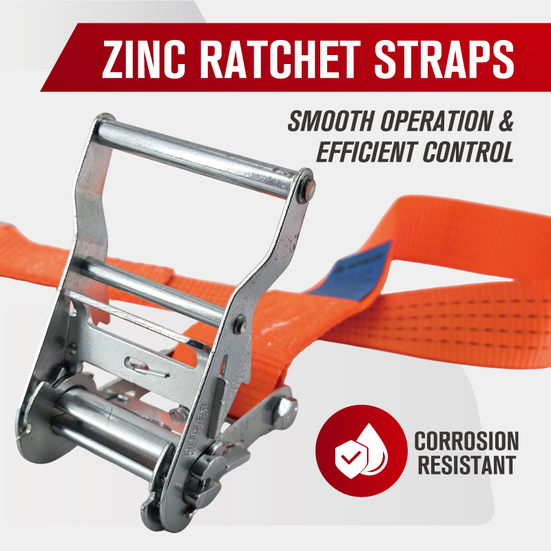 Ratchet Strap with Spring E-Fitting Hooks